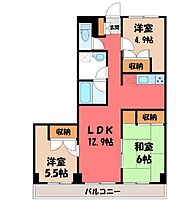 パークヒルズ宿郷  ｜ 栃木県宇都宮市宿郷2丁目（賃貸マンション3LDK・5階・59.26㎡） その2