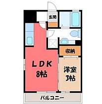 クレール シャンブル  ｜ 栃木県宇都宮市川田町（賃貸アパート1LDK・1階・29.44㎡） その2