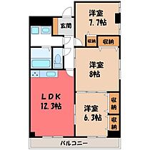 栃木県宇都宮市桜5丁目（賃貸マンション3LDK・2階・77.04㎡） その2