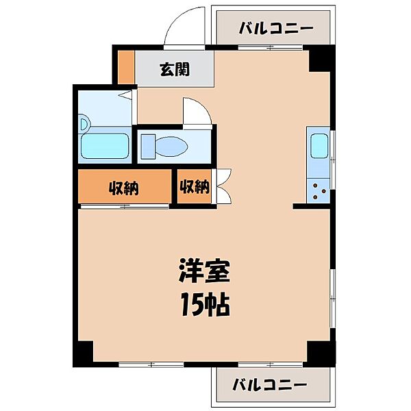 ハイツ霜越 ｜栃木県宇都宮市今泉3丁目(賃貸マンション1R・2階・39.60㎡)の写真 その2