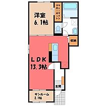 栃木県真岡市下高間木2丁目（賃貸アパート1LDK・1階・50.01㎡） その2