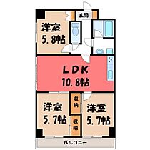 セントラルグリーンマンション  ｜ 栃木県宇都宮市塙田2丁目（賃貸マンション3LDK・9階・60.60㎡） その2