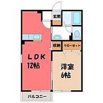 クオーレ橋  ｜ 栃木県宇都宮市簗瀬4丁目（賃貸アパート1LDK・1階・42.75㎡） その2