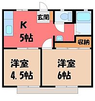 大岡パナハイツ III  ｜ 栃木県下野市駅東5丁目（賃貸アパート2K・1階・40.92㎡） その2