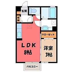 ボヌール ノア 1階1LDKの間取り