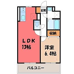 エフ プラッツ 3階1LDKの間取り