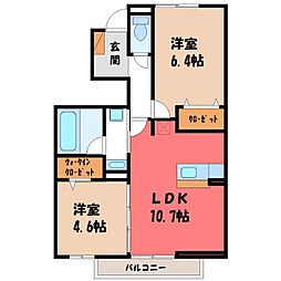 ブルースター 1階2LDKの間取り
