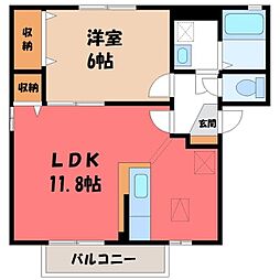 ラフィーネ II 1階1LDKの間取り