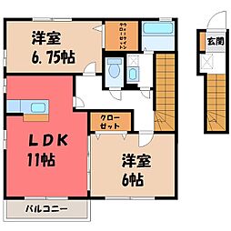 サングリーン A 2階2LDKの間取り