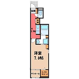 フルールドリブラン 1階1Kの間取り