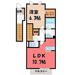 マロニエKINU 2階1LDKの間取り