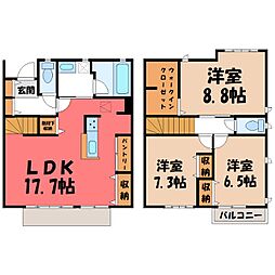 SUNSET MALL C 1階3LDKの間取り