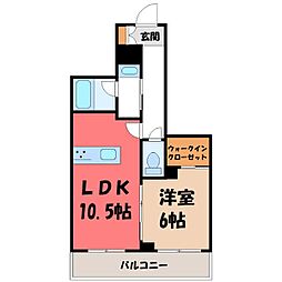 ザ グレイス 自治医大 2階1LDKの間取り