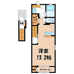 フィレール 2階ワンルームの間取り