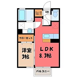 ウィステリア 2階1LDKの間取り