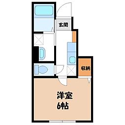 Riverain III 1階1Kの間取り