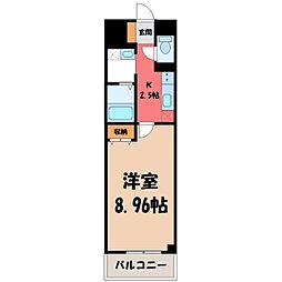 ハピネスヒルズ 2階1Kの間取り