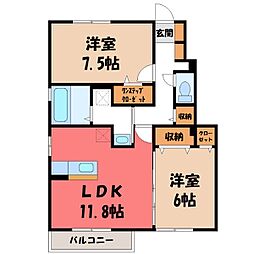 ハーベストコートB 2LDKの間取図画像