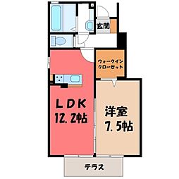 ジェントリー1番館 1LDKの間取図画像