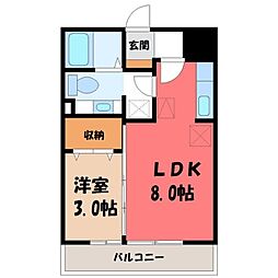 ルミエールヤナセB 1LDKの間取図画像