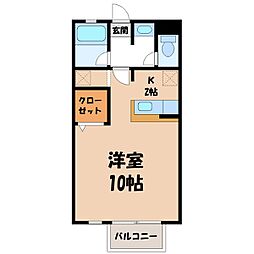 ハピネス清原台 ワンルームの間取図画像