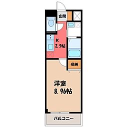 ハピネスヒルズ 1Kの間取図画像