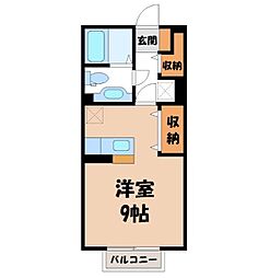シェル駒生C ワンルームの間取図画像