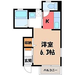 クローバーハイツ 1Kの間取図画像