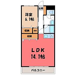 メゾンソレール 1LDKの間取図画像