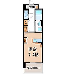 カシリ・エスポワール ワンルームの間取図画像