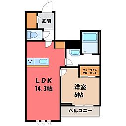 エクラプラティニ 1LDKの間取図画像