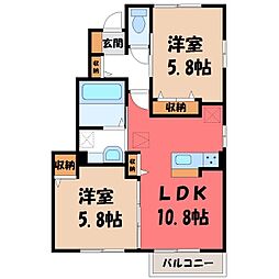 コートヤードD 2LDKの間取図画像