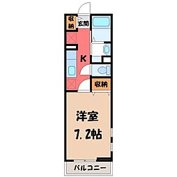 カーサリブラ1 1Kの間取図画像