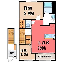 ブループラム 2LDKの間取図画像