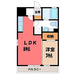 クレール・シャンブル 1LDKの間取図画像