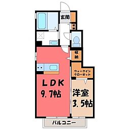 エクレール下栗C 1LDKの間取図画像