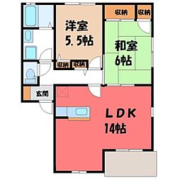 ハイツヴィスコンティC 2LDKの間取図画像
