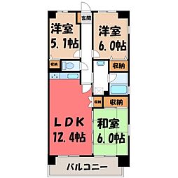 元今泉レジデンス 3LDKの間取図画像