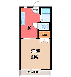ピークハイツ 1Kの間取図画像