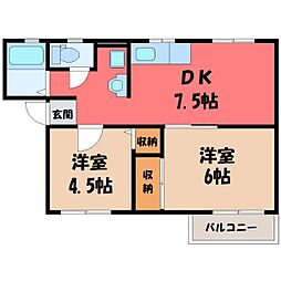 グランシェールC 2DKの間取図画像
