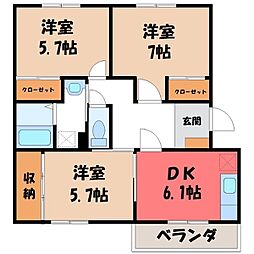 ガーデンムツミA 3DKの間取図画像