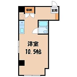 コートサイドハイツ ワンルームの間取図画像