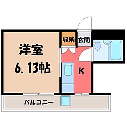 OMレジデンス宇都宮 1Kの間取図画像