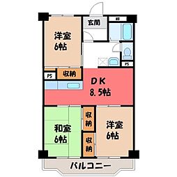 コーポハピネス 3DKの間取図画像