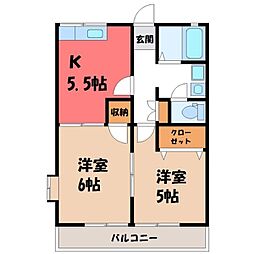 グランシェールF 2DKの間取図画像