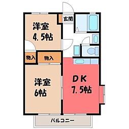 パナハイツ上野 2DKの間取図画像