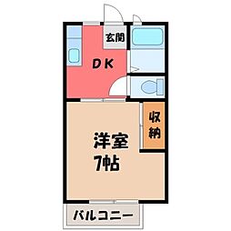 ユーハイツ 1DKの間取図画像