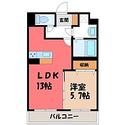 八幡山公園ザ・レジデンスB 1LDKの間取図画像