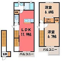 カーサ・セレノ 2LDKの間取図画像
