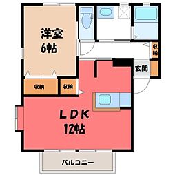 フローラルカーサA棟 1LDKの間取図画像